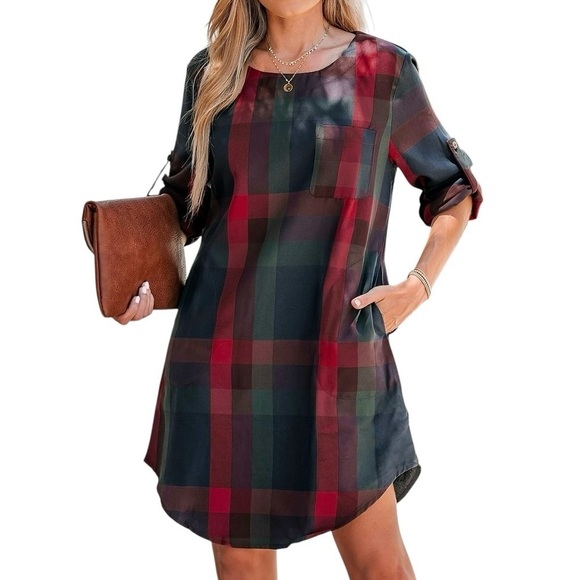 NWT Cupshe Plaid Women's Dress, Size S - Picture 1 of 14